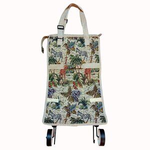 Safari Themed Folding Trolley Bag Wheels Tapestry Farmers Market Flea Market